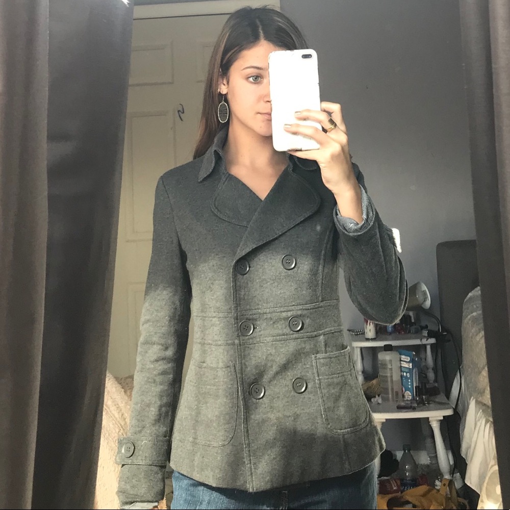 Gray button up jacket